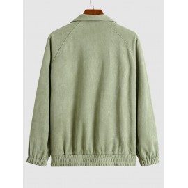 Men's Daily Snap Button Raglan Sleeve Pockets Letter NEW YORK Embroidered Faux Suede Jacket Men's Daily Snap Button Raglan Sleeve Pockets Letter NEW YORK Embroidered Faux Suede Jacket