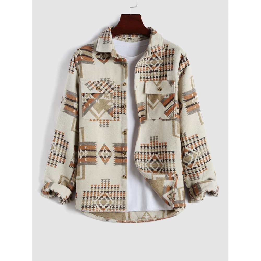 Geometric Tribal Ethnic Aztec Printed Shacket Geometric Tribal Ethnic Aztec Printed Shacket