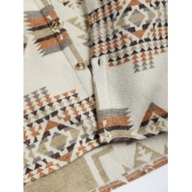 Geometric Tribal Ethnic Aztec Printed Shacket Geometric Tribal Ethnic Aztec Printed Shacket