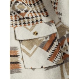 Geometric Tribal Ethnic Aztec Printed Shacket Geometric Tribal Ethnic Aztec Printed Shacket