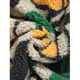 Zip Up Faux Sherpa Pocket Patternblock Fluffy Jacket Zip Up Faux Sherpa Pocket Patternblock Fluffy Jacket