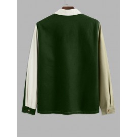Colorblock Front Pocket Design Woolen Jacket Colorblock Front Pocket Design Woolen Jacket