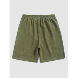 BOSTON Letter Embroidered Drawstring Corduroy Shorts BOSTON Letter Embroidered Drawstring Corduroy Shorts