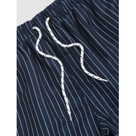Pinstripe Pocket Drawstring Shorts Pinstripe Pocket Drawstring Shorts