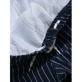 Pinstripe Pocket Drawstring Shorts Pinstripe Pocket Drawstring Shorts