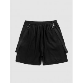 Letter Printed Multi-pocket Buckle Strap Design Cargo Shorts Letter Printed Multi-pocket Buckle Strap Design Cargo Shorts