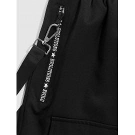 Letter Printed Multi-pocket Buckle Strap Design Cargo Shorts Letter Printed Multi-pocket Buckle Strap Design Cargo Shorts