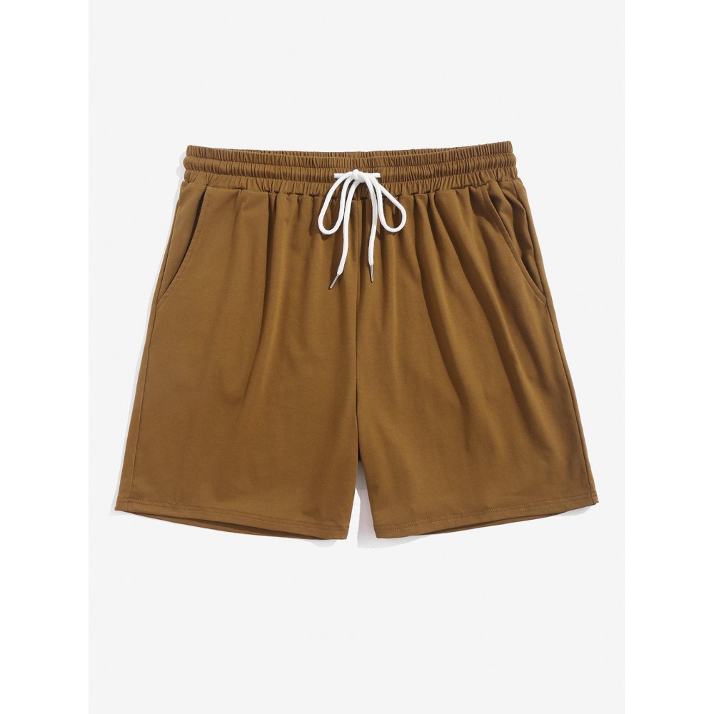 Men's Casual Athleisure Drawstring Pockets Solid Color Pull On Bermuda Shorts Men's Casual Athleisure Drawstring Pockets Solid Color Pull On Bermuda Shorts
