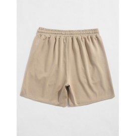 Side Slit Breathable Mountain Embroidery Drawstring Athletic Shorts Side Slit Breathable Mountain Embroidery Drawstring Athletic Shorts