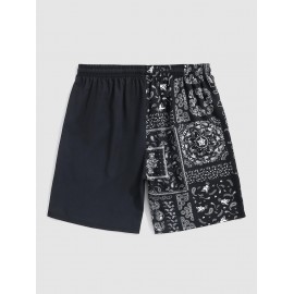 Japanese and Paisley Pattern Drawstring Beach Shorts Japanese and Paisley Pattern Drawstring Beach Shorts