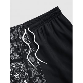 Japanese and Paisley Pattern Drawstring Beach Shorts Japanese and Paisley Pattern Drawstring Beach Shorts