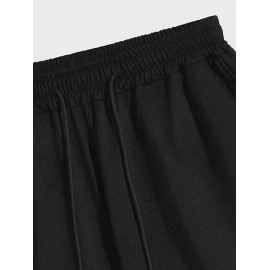 Letter C'EST LA VIE PARIS Graphic Printed Drawstring Shorts Letter C'EST LA VIE PARIS Graphic Printed Drawstring Shorts