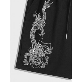 Chinese Style Dragon Pattern Sweat Shorts Chinese Style Dragon Pattern Sweat Shorts