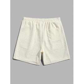 Geometric Retro Jacquard Textured Drawstring Shorts Geometric Retro Jacquard Textured Drawstring Shorts