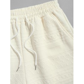 Geometric Retro Jacquard Textured Drawstring Shorts Geometric Retro Jacquard Textured Drawstring Shorts