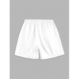 Label Design Solid Color Drawstring Shorts Label Design Solid Color Drawstring Shorts