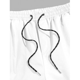 Label Design Solid Color Drawstring Shorts Label Design Solid Color Drawstring Shorts