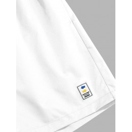 Label Design Solid Color Drawstring Shorts Label Design Solid Color Drawstring Shorts