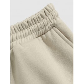 Letter OAKLAND Embroidery Fleece-lined Drawstring Blokecore Sweat Shorts Letter OAKLAND Embroidery Fleece-lined Drawstring Blokecore Sweat Shorts