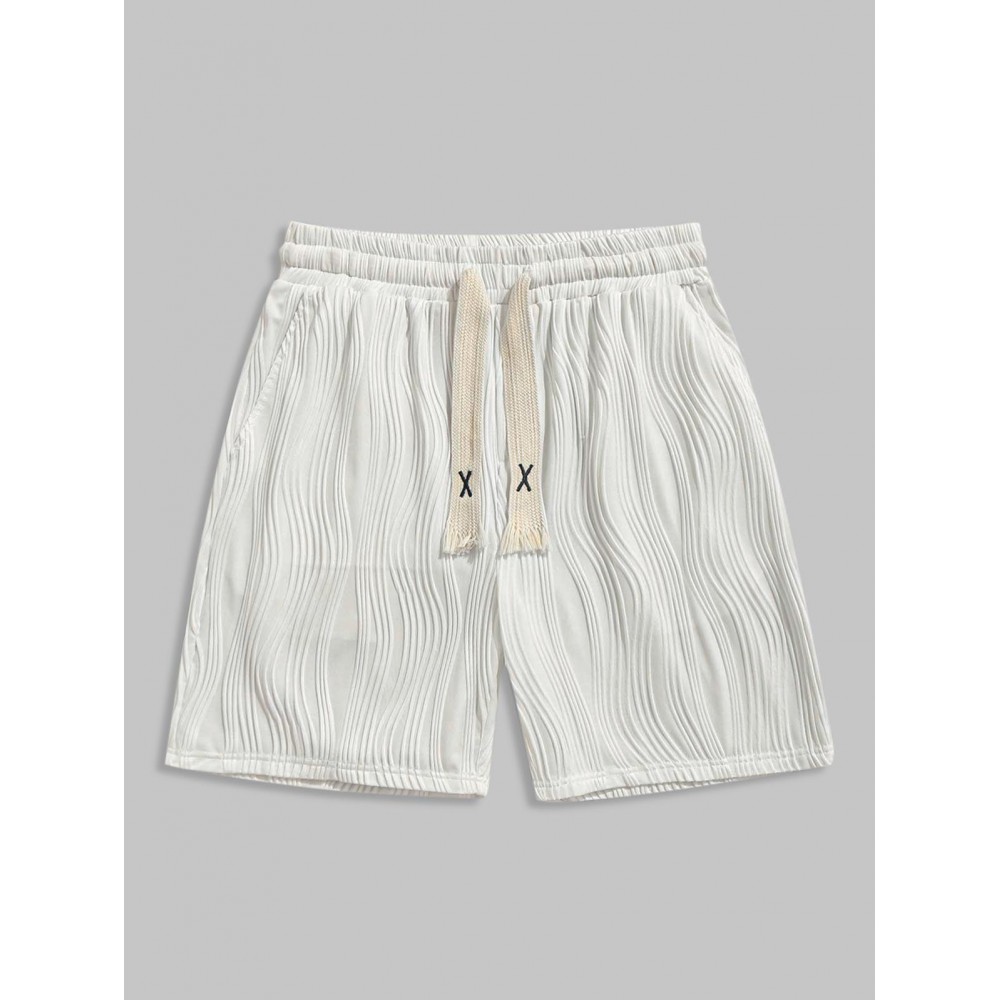 Textured Knitted Sports Casual Shorts Textured Knitted Sports Casual Shorts