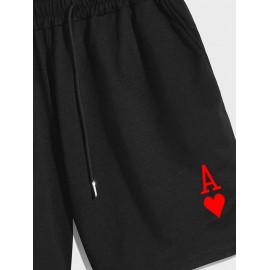 Playing Card Heart A Print Heart Streetwear Drawstring Shorts Playing Card Heart A Print Heart Streetwear Drawstring Shorts