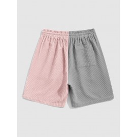Two Tone Color Drawstring Corduroy Shorts Two Tone Color Drawstring Corduroy Shorts