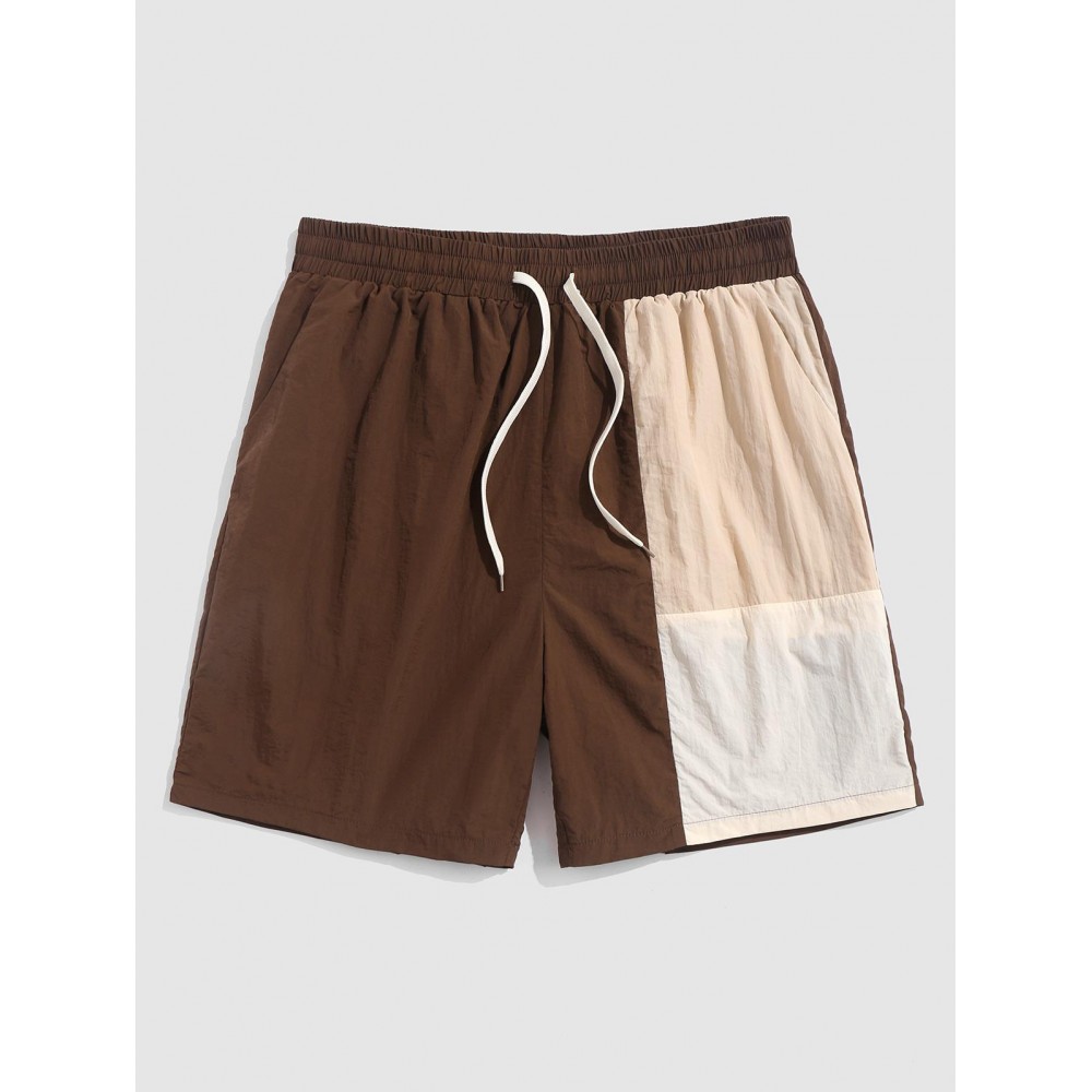 Colorblock Drawstring Casual Shorts Colorblock Drawstring Casual Shorts