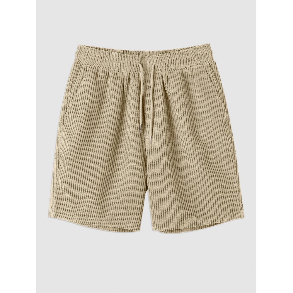 Solid Color Corduroy Drawstring Shorts Solid Color Corduroy Drawstring Shorts