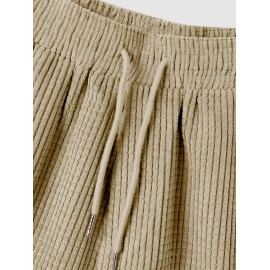 Solid Color Corduroy Drawstring Shorts Solid Color Corduroy Drawstring Shorts