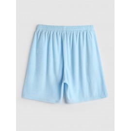 Men's Solid Color Terry Cloth Textured Drawstring Casual Shorts Men's Solid Color Terry Cloth Textured Drawstring Casual Shorts