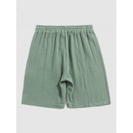 Solid Color Soft Textured Basic Drawstring Shorts Solid Color Soft Textured Basic Drawstring Shorts