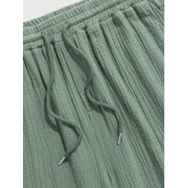 Solid Color Soft Textured Basic Drawstring Shorts Solid Color Soft Textured Basic Drawstring Shorts