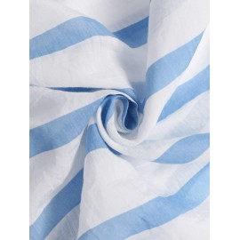 Vertical Striped Button Placket Stand Collar Popover Shirt Vertical Striped Button Placket Stand Collar Popover Shirt