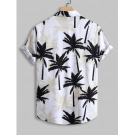 Men's Aloha Hawaiian Coconut Trees Printed Short Sleeves Button Front Vacation Shirt Men's Aloha Hawaiian Coconut Trees Printed Short Sleeves Button Front Vacation Shirt
