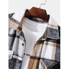 Plaid Patchwork Pocket Flannel Shirt Plaid Patchwork Pocket Flannel Shirt