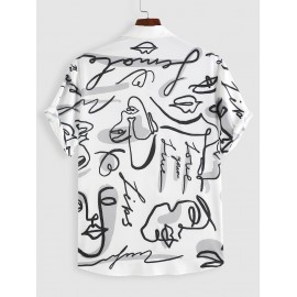 Men's Casual Graffiti Floral Rose Printed Two Tone Colorblock Button Front Short Sleeve Summer Graphic Shirt Men's Casual Graffiti Floral Rose Printed Two Tone Colorblock Button Front Short Sleeve Summer Graphic Shirt