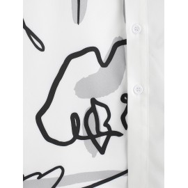 Men's Casual Graffiti Floral Rose Printed Two Tone Colorblock Button Front Short Sleeve Summer Graphic Shirt Men's Casual Graffiti Floral Rose Printed Two Tone Colorblock Button Front Short Sleeve Summer Graphic Shirt