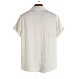 Men's Minimalist Plain Color Textured Short Sleeves Casual Shirt Men's Minimalist Plain Color Textured Short Sleeves Casual Shirt