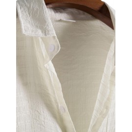 Men's Minimalist Plain Color Textured Short Sleeves Casual Shirt Men's Minimalist Plain Color Textured Short Sleeves Casual Shirt