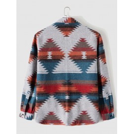 Tribal Geometric Ethnic Aztec Printed Blend Wool Jacket Tribal Geometric Ethnic Aztec Printed Blend Wool Jacket