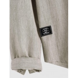 Men's Minimalist Basic Style Stand Collar Button Front Long Sleeves Shirt Men's Minimalist Basic Style Stand Collar Button Front Long Sleeves Shirt