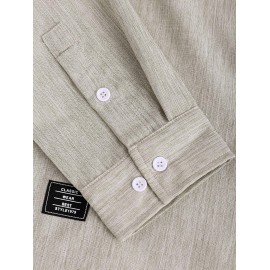 Men's Minimalist Basic Style Stand Collar Button Front Long Sleeves Shirt Men's Minimalist Basic Style Stand Collar Button Front Long Sleeves Shirt