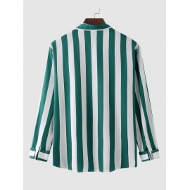 Colorblock Vertical Striped Long Sleeves Shirt Colorblock Vertical Striped Long Sleeves Shirt