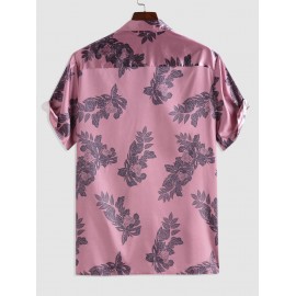 Leaves and Flowers Printed Turndown Collar Shirt Leaves and Flowers Printed Turndown Collar Shirt