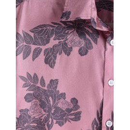 Leaves and Flowers Printed Turndown Collar Shirt Leaves and Flowers Printed Turndown Collar Shirt
