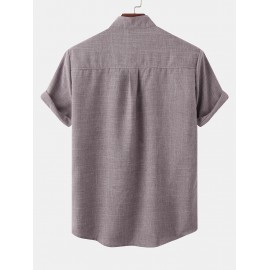 Solid Color Cotton Linen Textured Front Pocket Shirt Solid Color Cotton Linen Textured Front Pocket Shirt