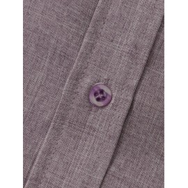 Solid Color Cotton Linen Textured Front Pocket Shirt Solid Color Cotton Linen Textured Front Pocket Shirt