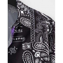 Men's Ethnic Style Paisley Floral Print Pattern Block Retro Casual Short Sleeves Shirt Men's Ethnic Style Paisley Floral Print Pattern Block Retro Casual Short Sleeves Shirt
