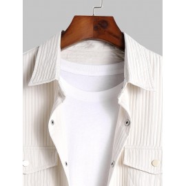 Men's Daily Casual Textured Pocket Long Sleeve Button Up Solid Color Shirt Men's Daily Casual Textured Pocket Long Sleeve Button Up Solid Color Shirt