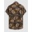 Sunflowers Pattern Cotton and Linen Textured Short Sleeves Shirt